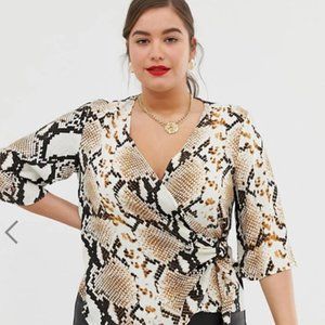 ASOS Curve Wrap Top in Snake Print
